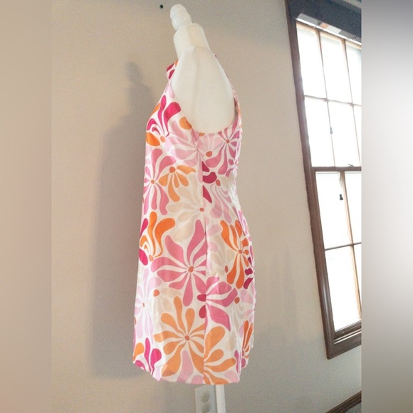 NEW Anthropologie Hutch Jones Halter Mini Dress Floral Orange Retro 70s Pink - Picture 6 of 10